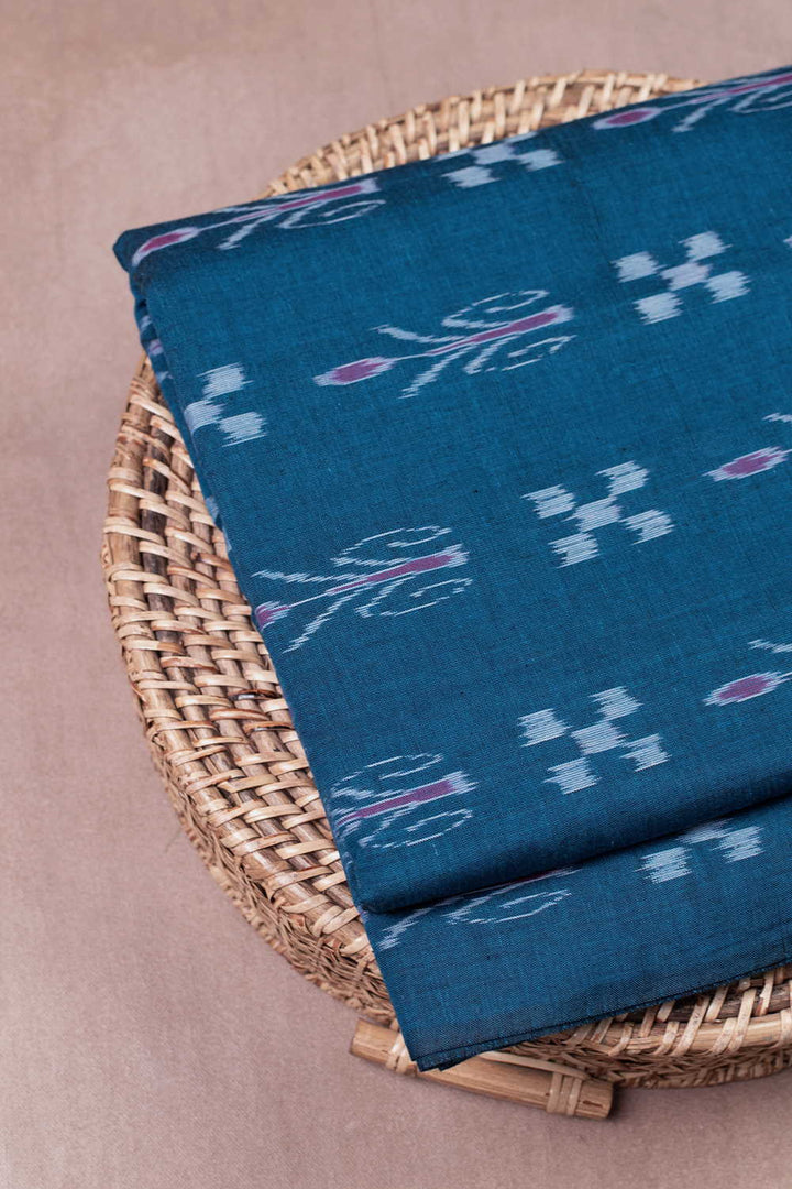 Motifs on Blue Orissa Ikat Cotton Fabric