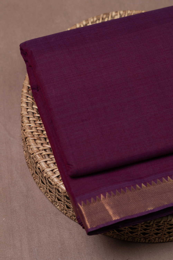 Purple Shade Mangalagiri Border Cotton Fabric