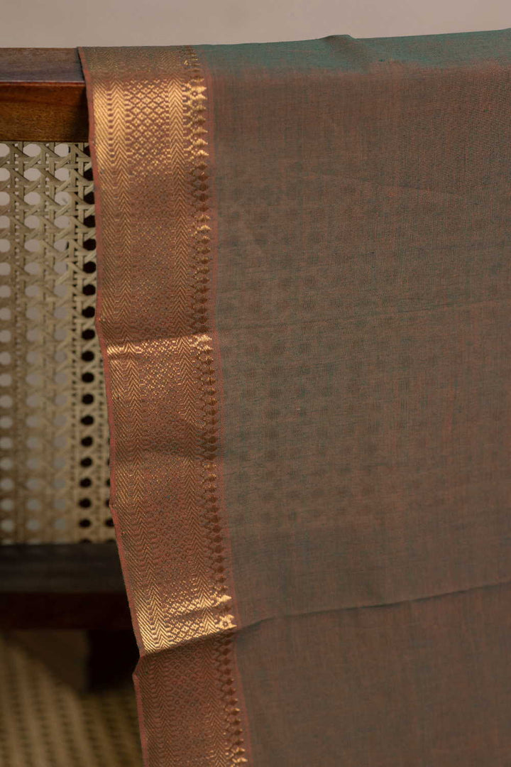 Dual Tone Green Mangalagiri Border Cotton Fabric