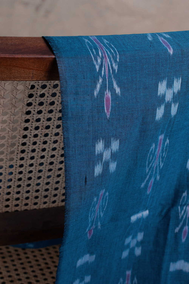 Motifs on Blue Orissa Ikat Cotton Fabric