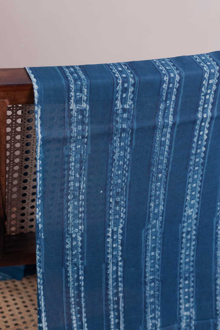 Faded Indigo Dabu Cotton Fabric - 1.5m