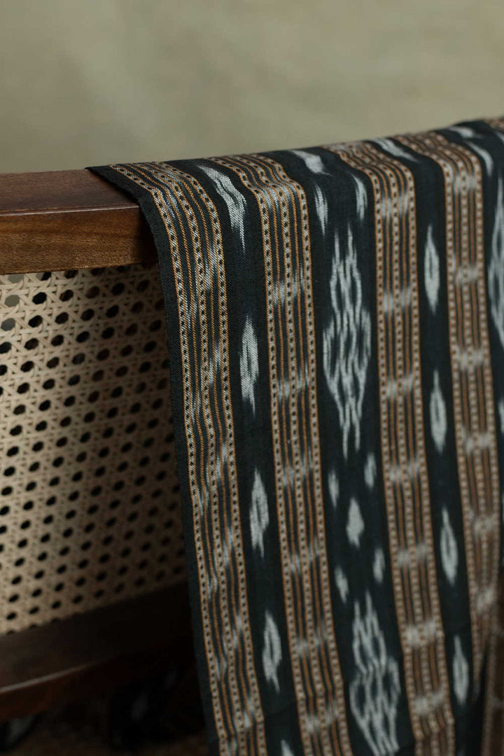 Black Orissa Ikat Cotton Fabric - 0.8m