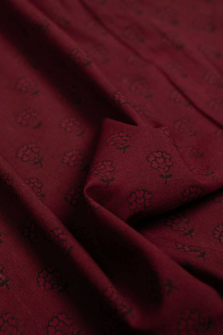Muted Maroon Bagh Cotton Fabric - 2m