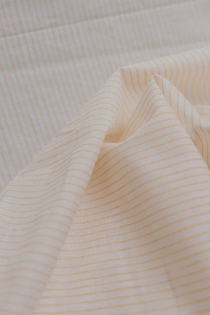 Lines - Cream Sanganeri Cotton Fabric - 1m
