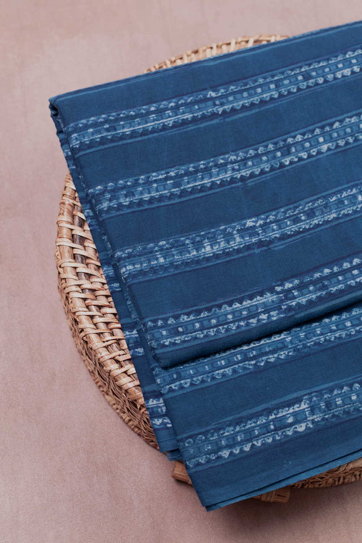 Faded Indigo Dabu Cotton Fabric - 1.5m