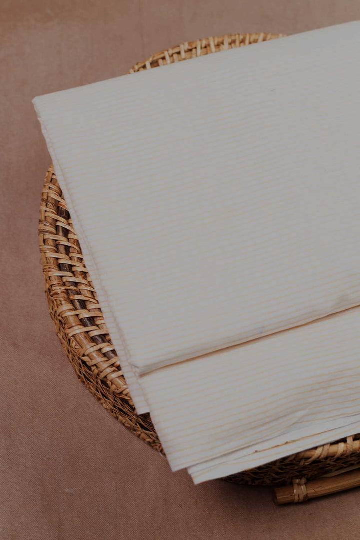 Lines - Cream Sanganeri Cotton Fabric - 1m