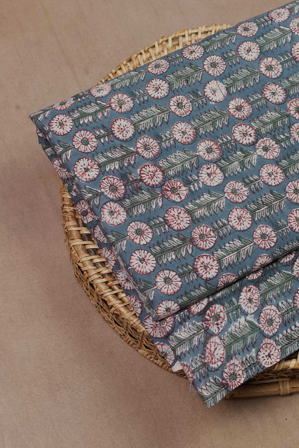 Floral Pattern Sanganeri Cotton Fabric - 2.2m