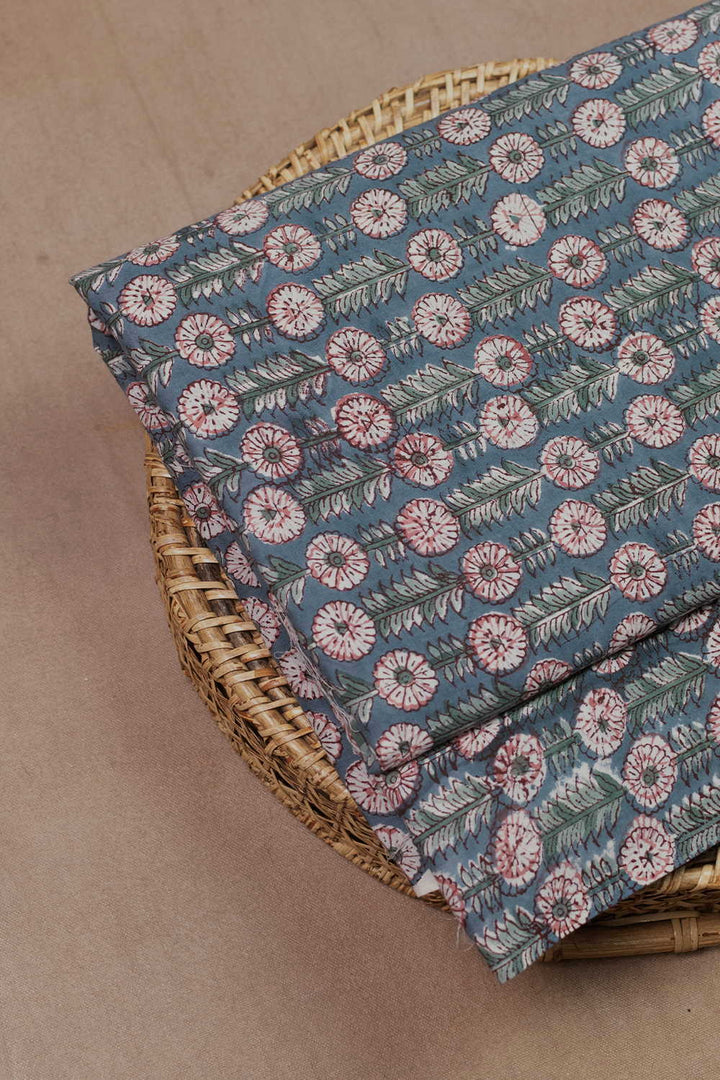 Floral Pattern Sanganeri Cotton Fabric - 2.2m