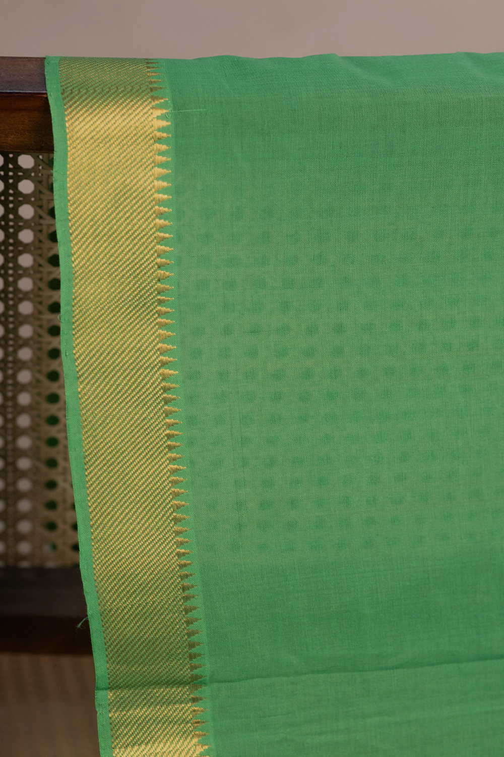 Brighter Green Mangalagiri Border Cotton Fabric