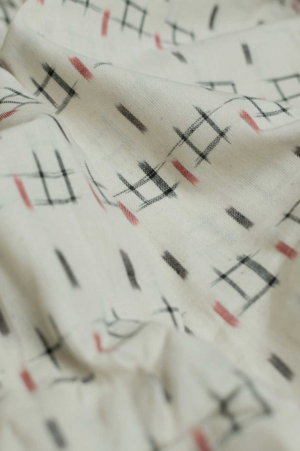 Off-White Ikat Cotton Fabric