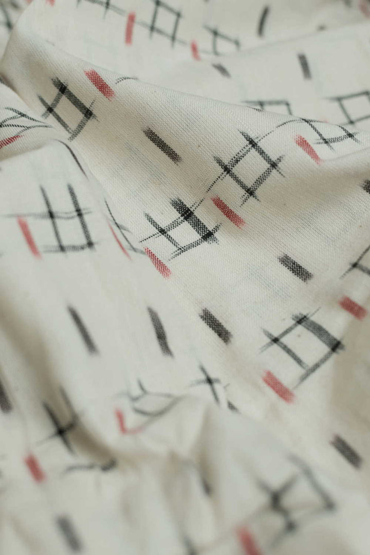 Off-White Ikat Cotton Fabric