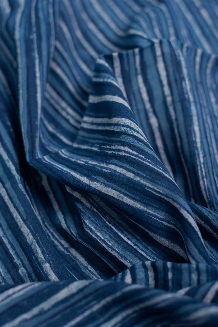 Stripe Pattern Dabu Cotton Fabric - 1.1m