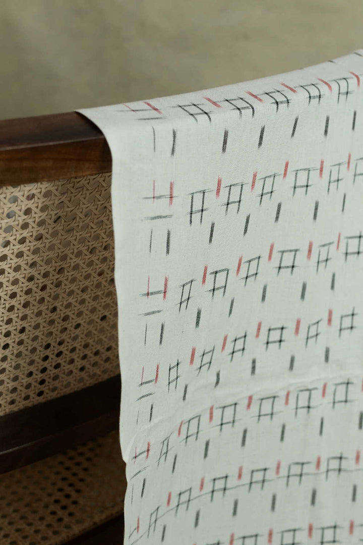 Off-White Ikat Cotton Fabric