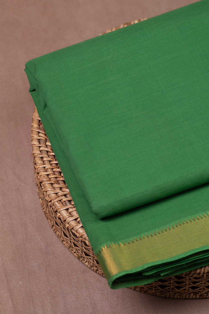Brighter Green Mangalagiri Border Cotton Fabric