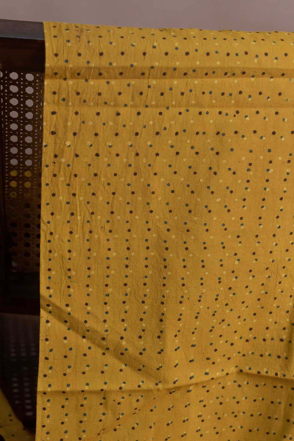 Tiny Dots on Yellow Ajrak Cotton Fabric