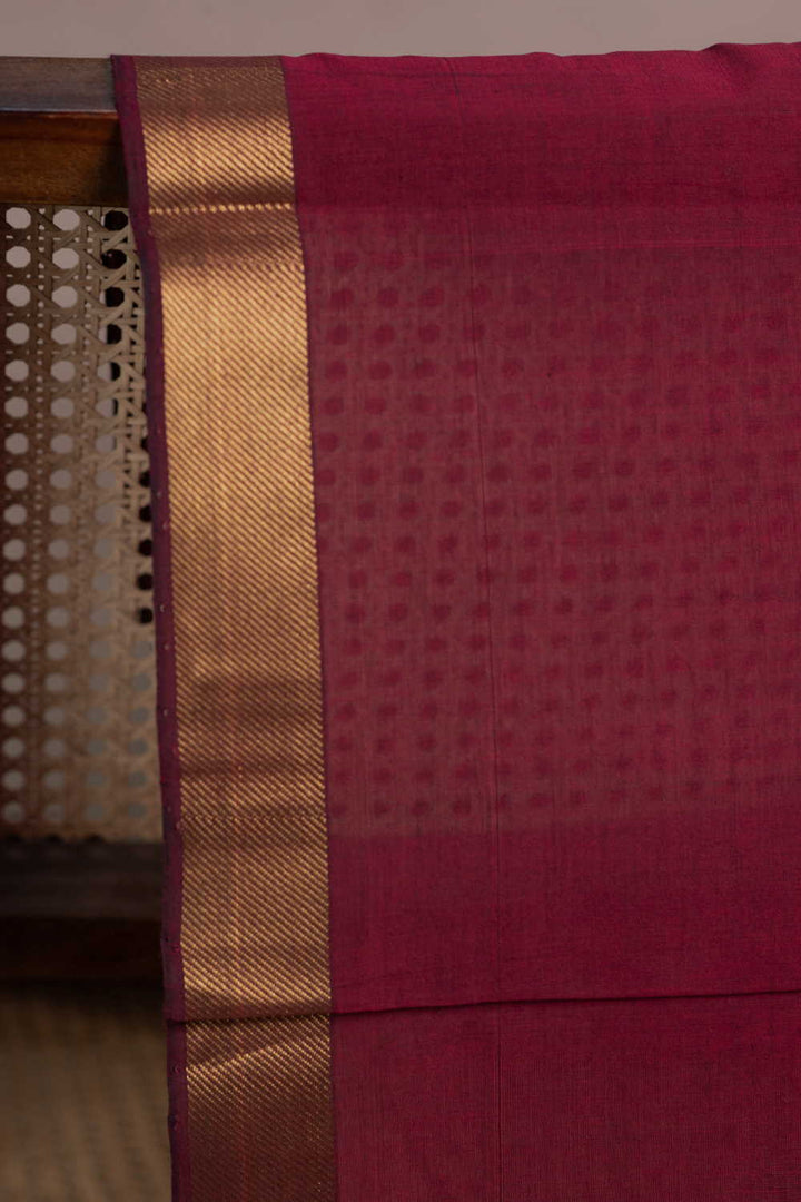 Elegant Border - Maroon Mangalagiri Cotton Fabric