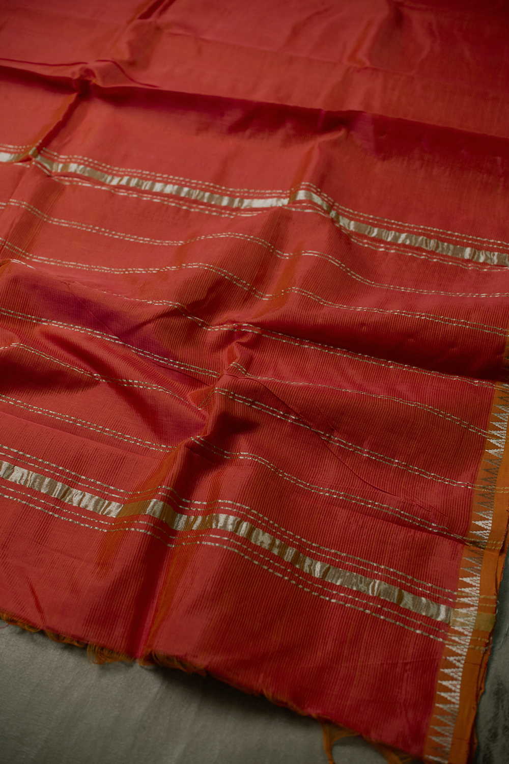 Orange Mangalagiri Silk Cotton saree