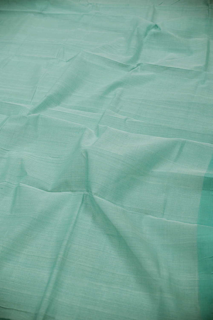 Green Mangalagiri Cotton saree with Kantha Blouse
