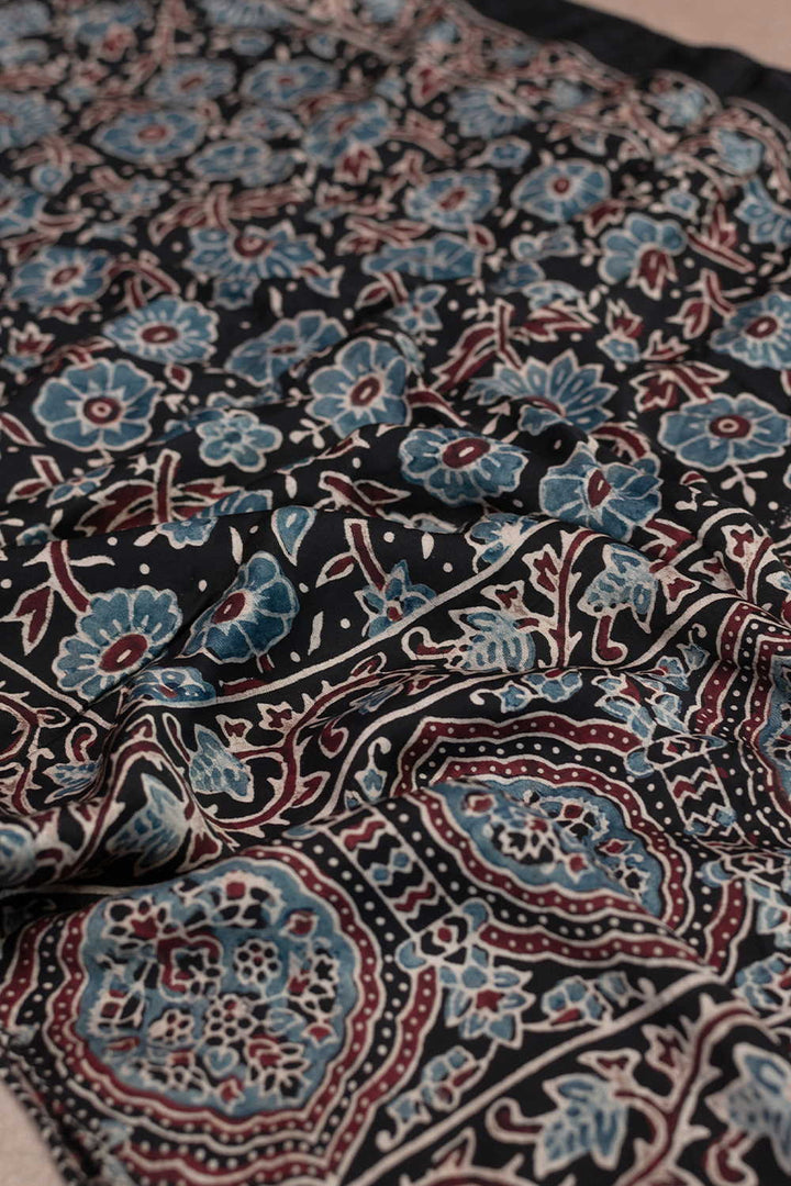 Ditzy Floral Ajrak Modal Silk Stole