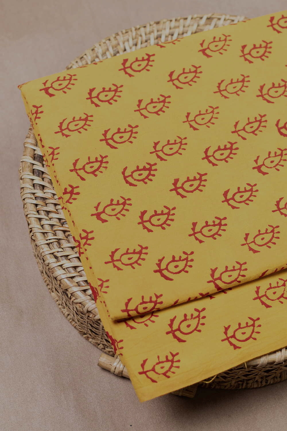 Dark Yellow Dabu Cotton Fabric
