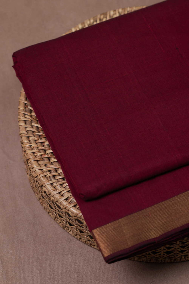 Elegant Border - Maroon Mangalagiri Cotton Fabric
