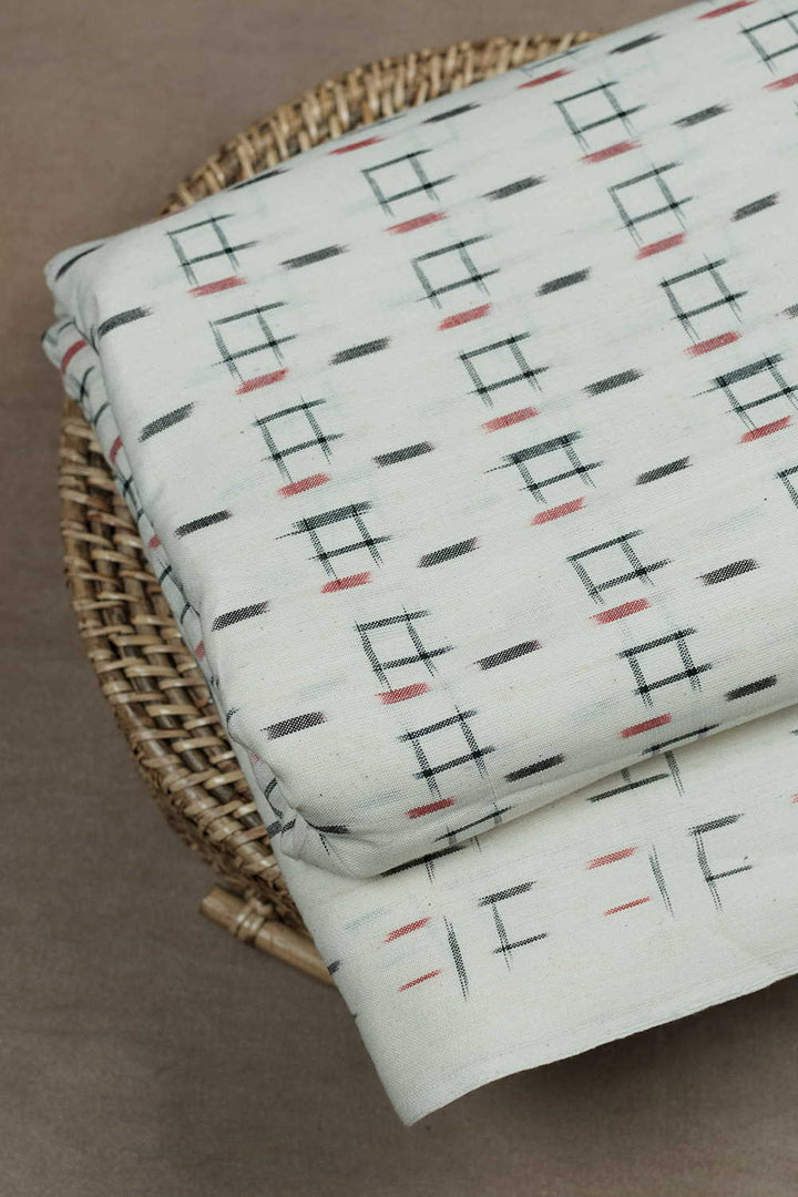 Off-White Ikat Cotton Fabric