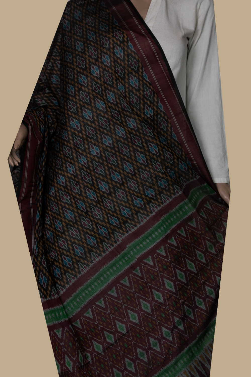 Ikat Silk Cotton Dupatta - Matkatus 