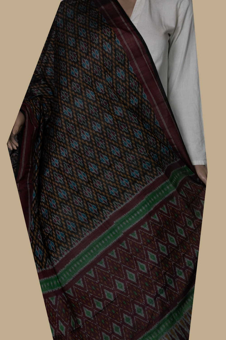 Ikat Silk Cotton Dupatta - Matkatus 