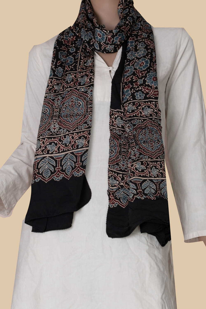 Ditzy Floral Ajrak Modal Silk Stole