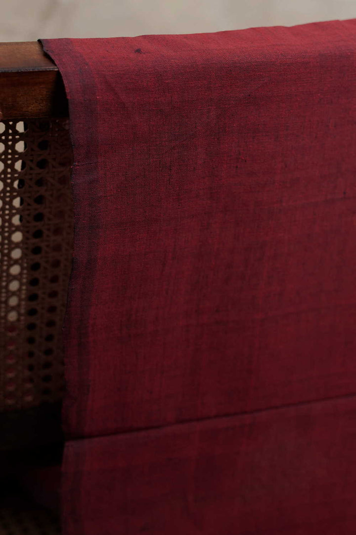 Blackish Maroon Mangalagiri Cotton Fabric