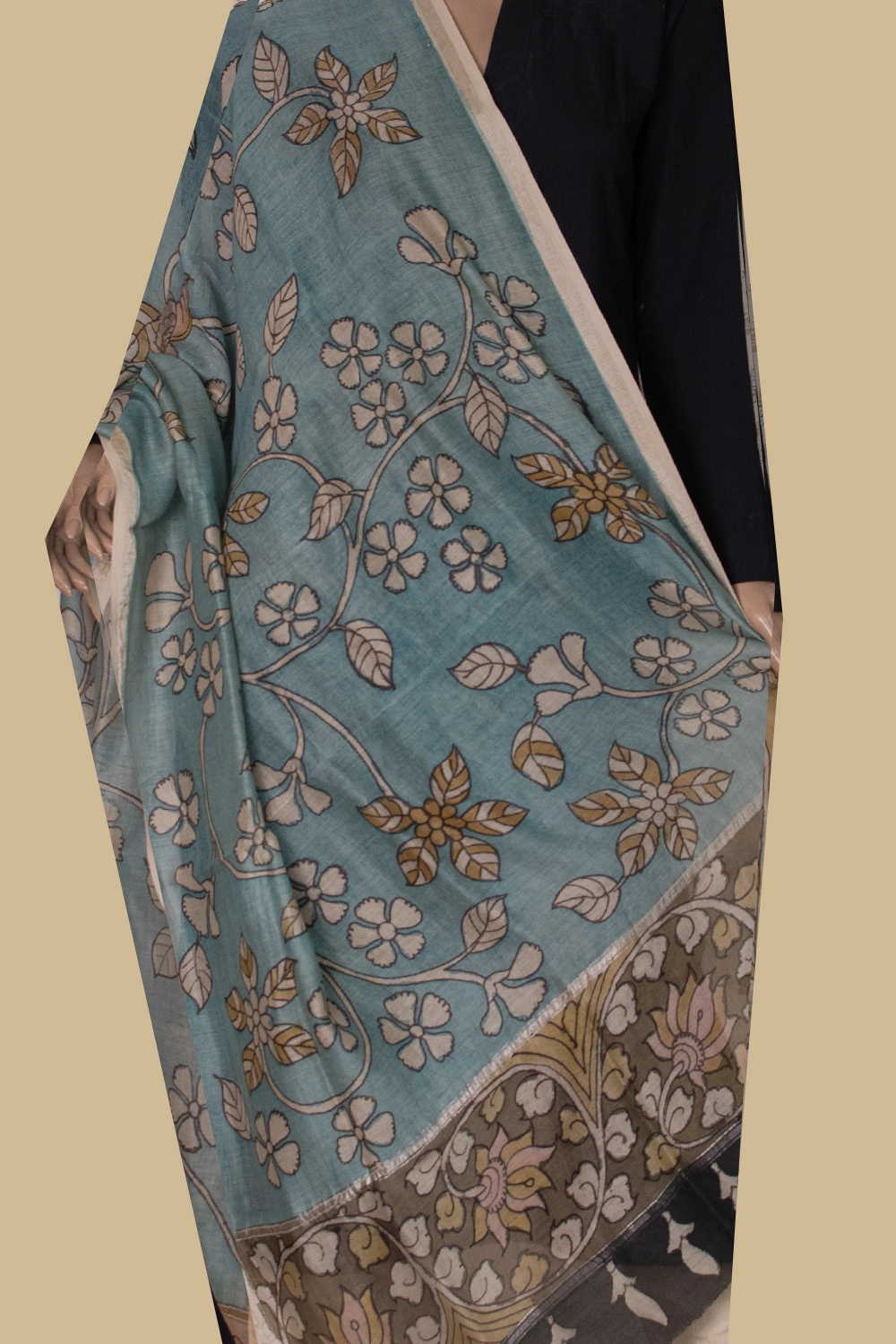 Painted Kalamkari Dupatta - Matkatus
