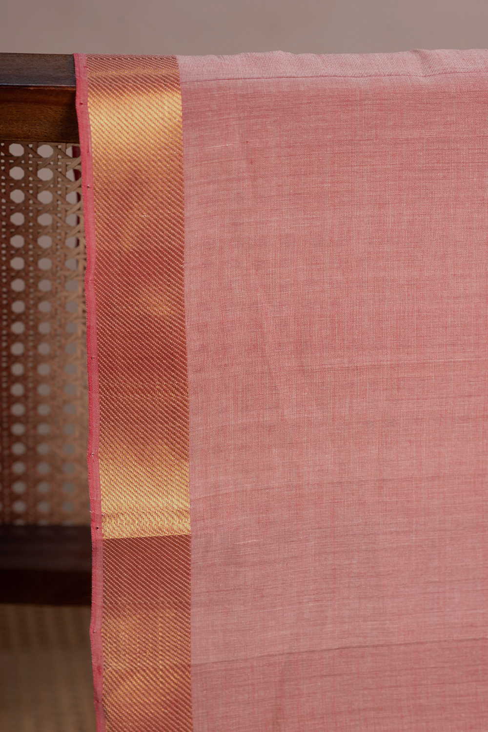 Salom Peach Shade Mangalagiri Border Cotton Fabric