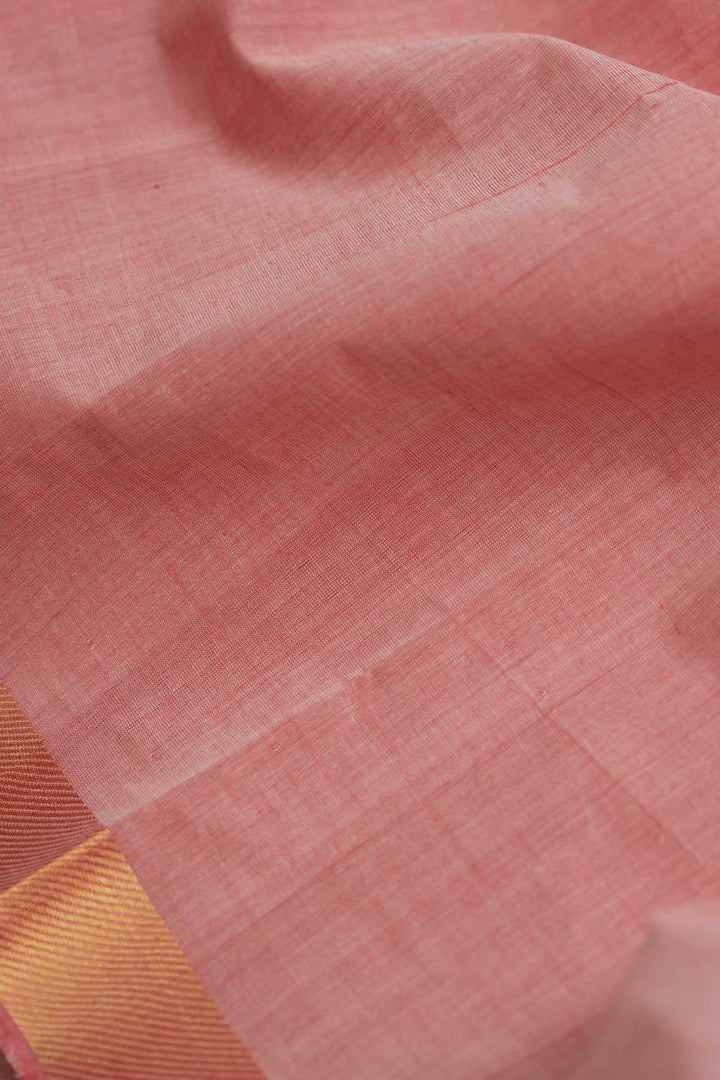 Salom Peach Shade Mangalagiri Border Cotton Fabric