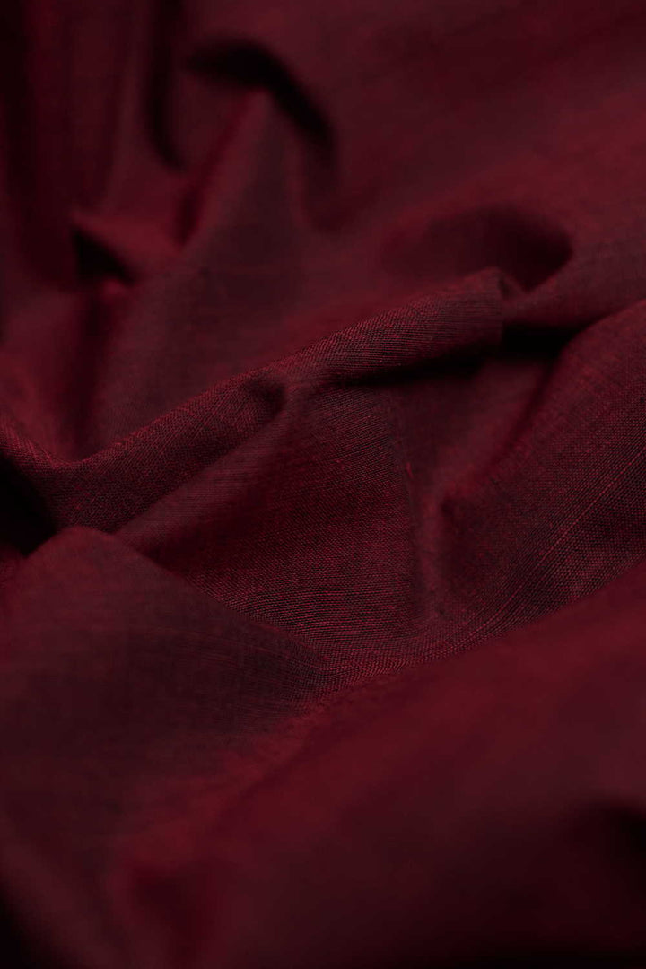 Blackish Maroon Mangalagiri Cotton Fabric