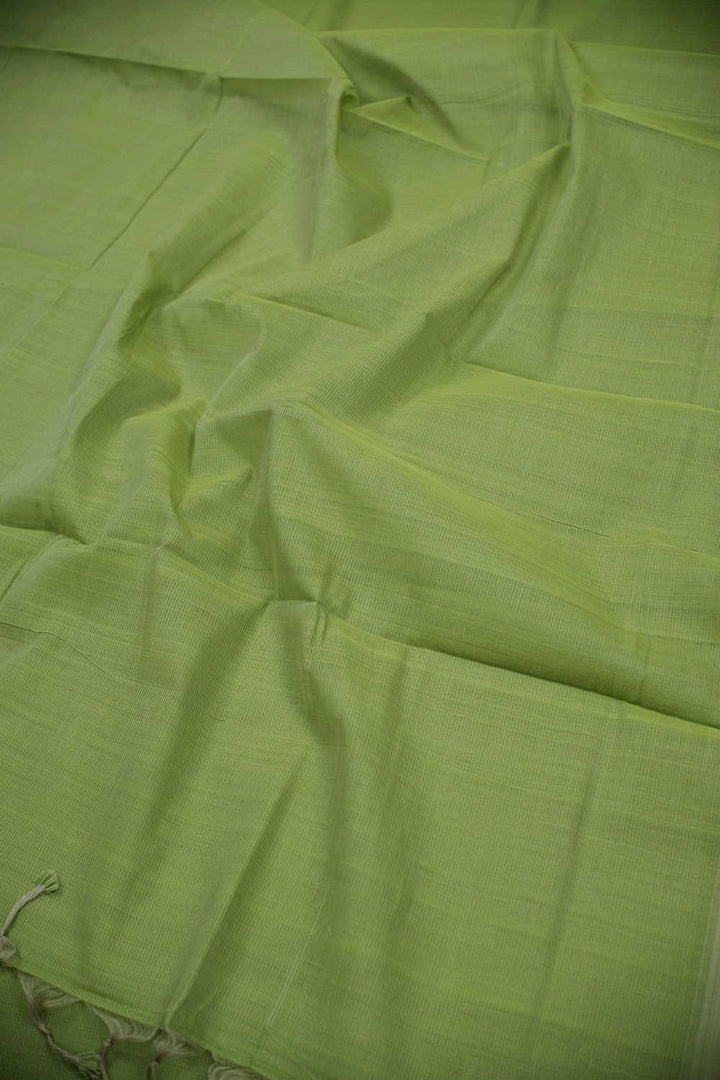 Apple Green Mangalagiri Cotton saree with Dabu Blouse