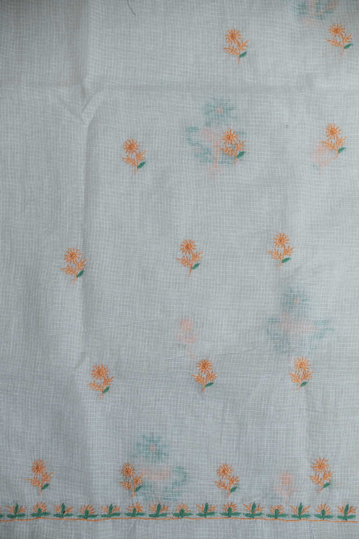 Orange with Green Embroidered Chikankari Top & Dupatta