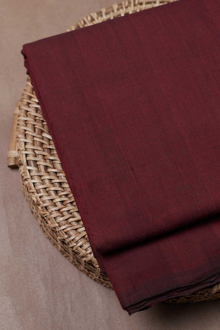 Blackish Maroon Mangalagiri Cotton Fabric
