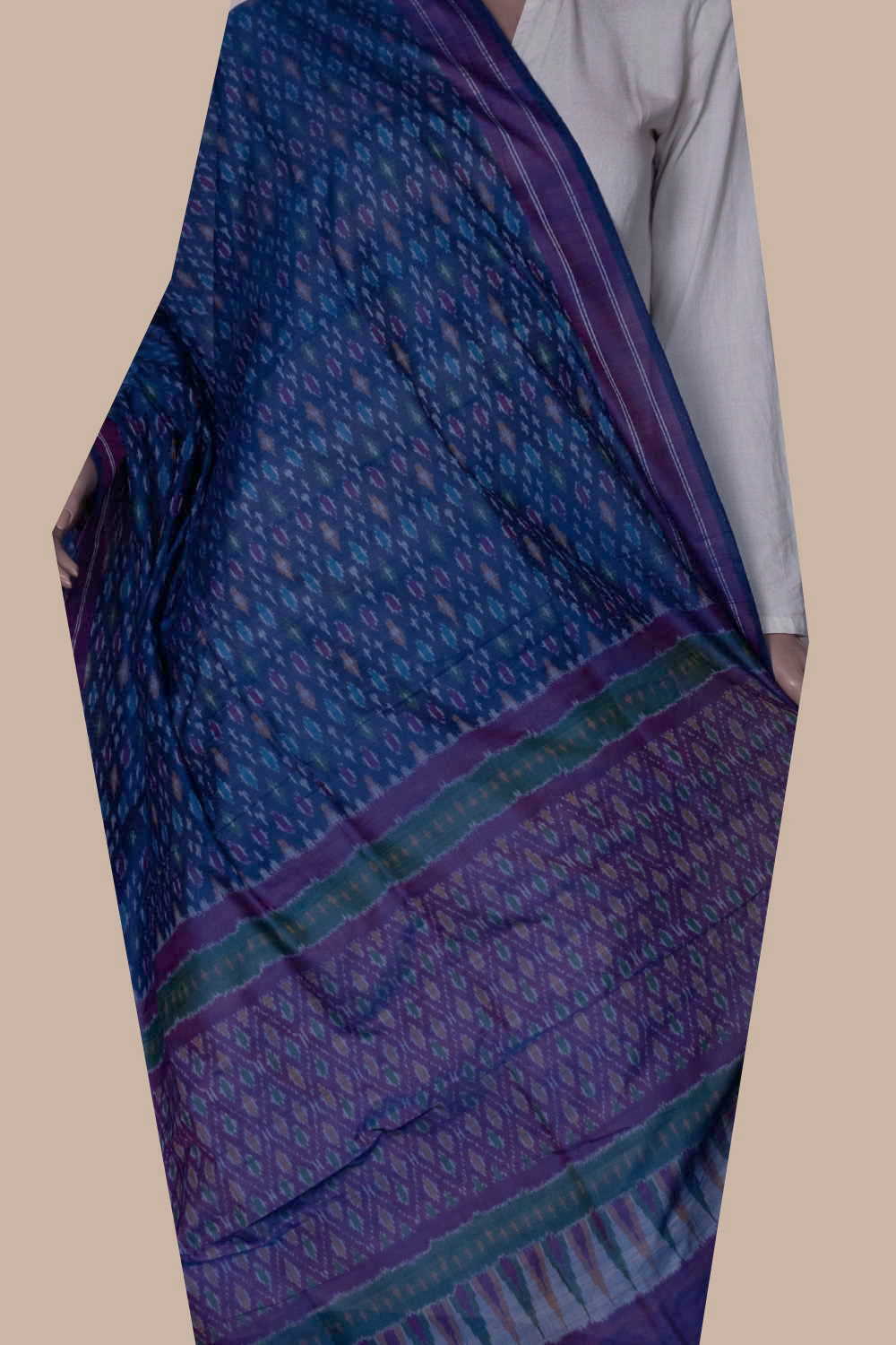 Ikat Silk Cotton Dupatta - Matkatus 
