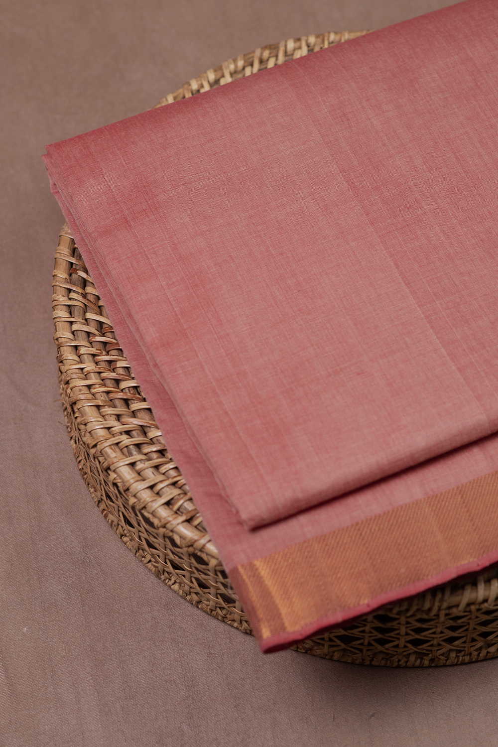 Salom Peach Shade Mangalagiri Border Cotton Fabric
