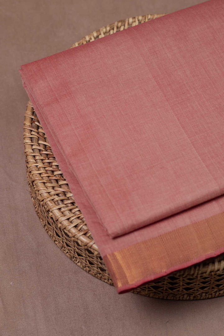 Salom Peach Shade Mangalagiri Border Cotton Fabric