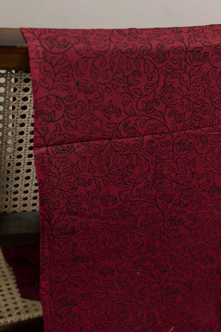 Floral Garden on Maroon Bagh Cotton Fabric