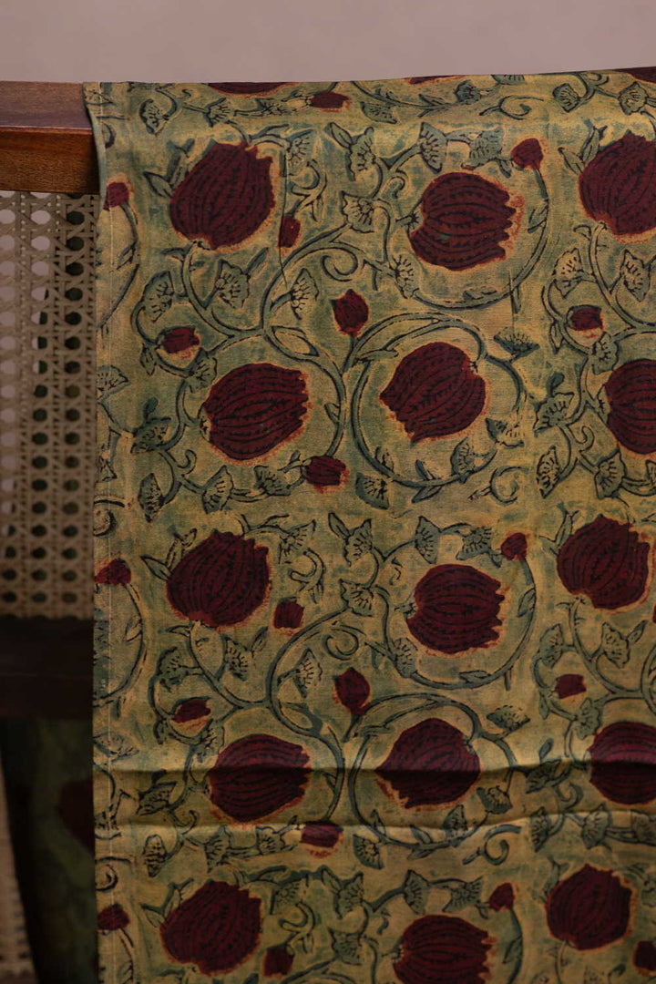 Block Printed Silk Cotton Fabric - Matkatus 