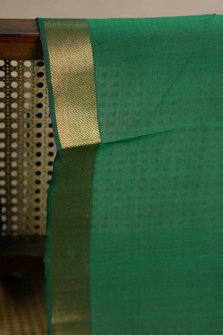 Deep Green Mangalagiri Border Cotton Fabric