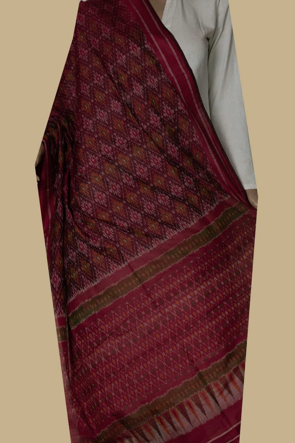 Ikat Silk Cotton Dupatta - Matkatus 