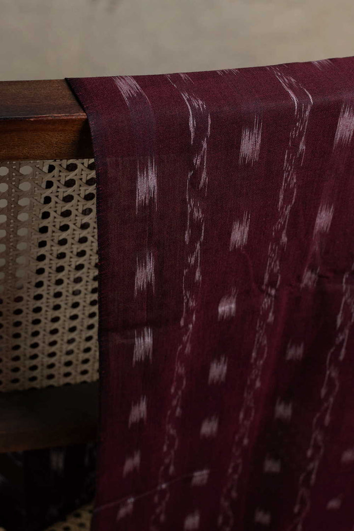 Deep Maroon Orissa Ikat Cotton Fabric