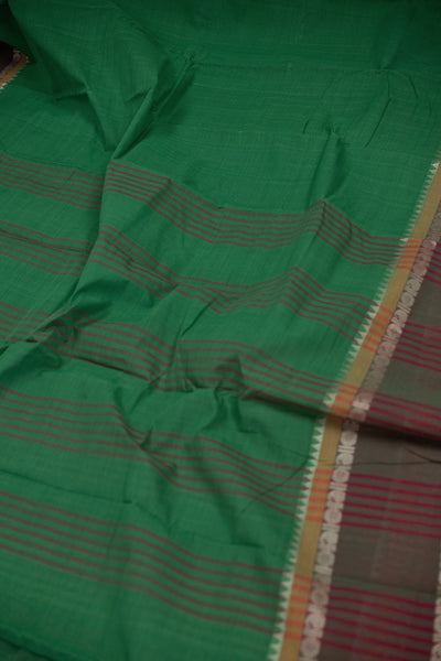 Leaf Green Handwoven Cotton saree