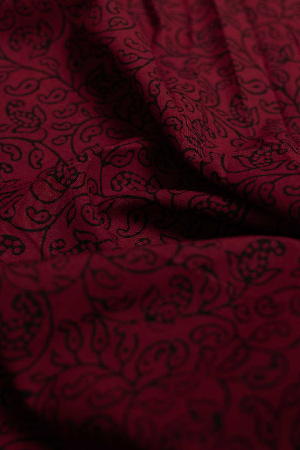 Floral Garden on Maroon Bagh Cotton Fabric