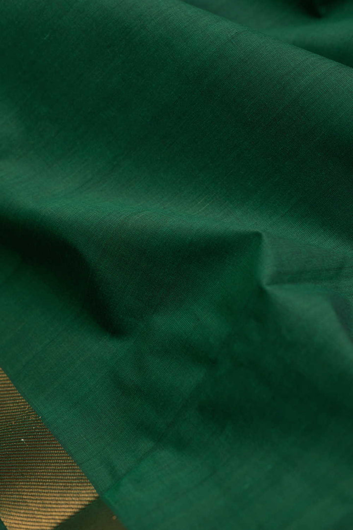 Deep Green Mangalagiri Border Cotton Fabric