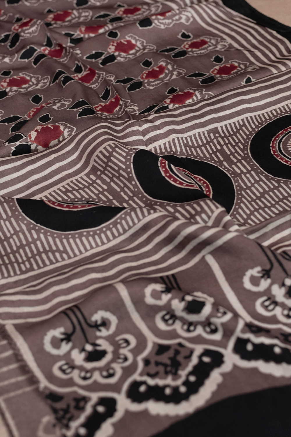 Shaded Brown Ajrak Modal Silk Stole