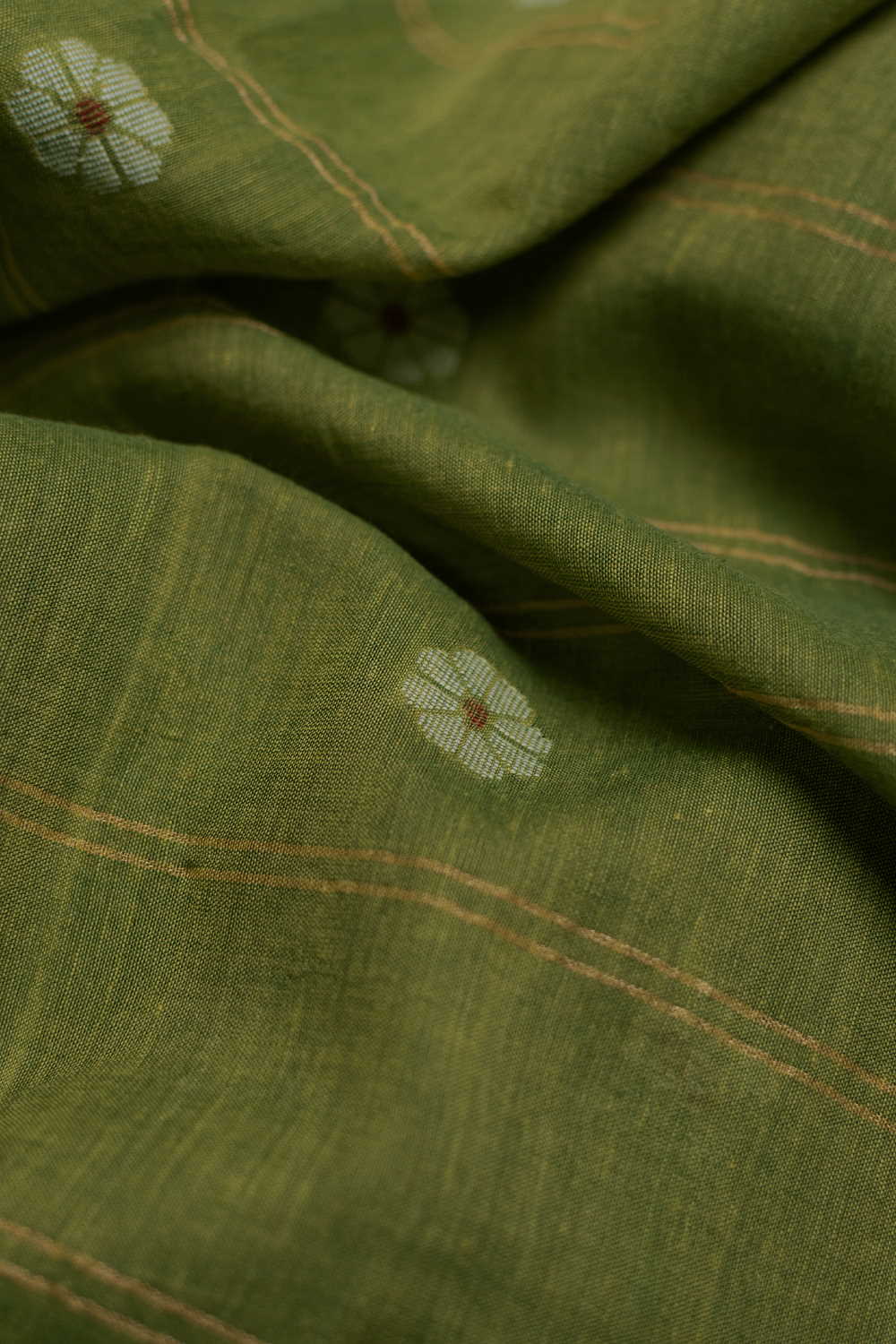 Twin Shaded Green Jamdani Cotton Fabric